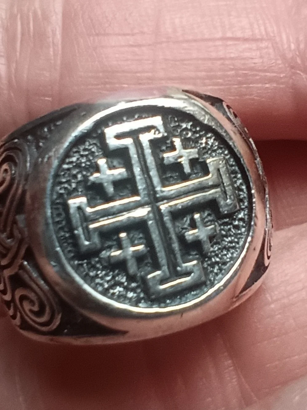 925 Silver Men's knights TemplarCross Signet Ring size 9